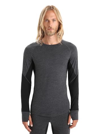 Icebreaker BodyfitZone™ Merino 260 Zone Long Sleeve Crewe Thermal Top Férfi Base Layers Fekete | HU 1382SGLO